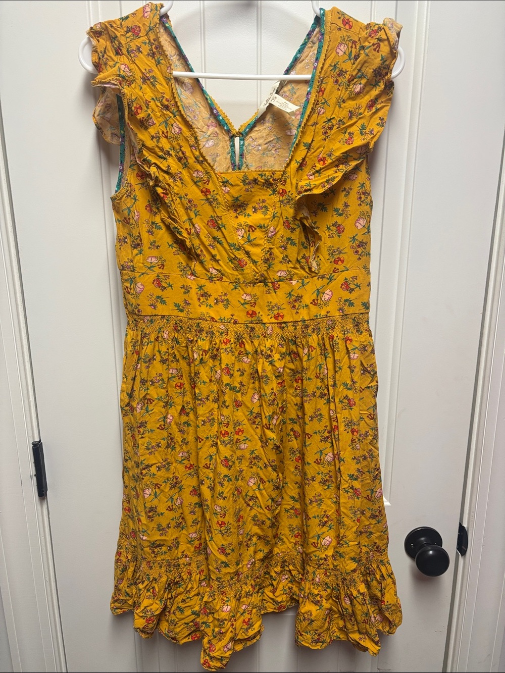 Matilda Jane Mustard Yellow Floral Ruffle Dress size M